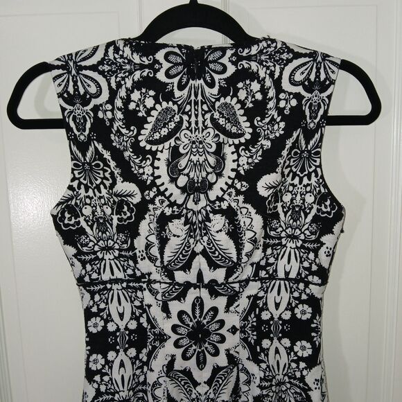 Antonio Melani Black White Damask Floral Sheath Dress Women’s Size 2 Career - Picture 7 of 14